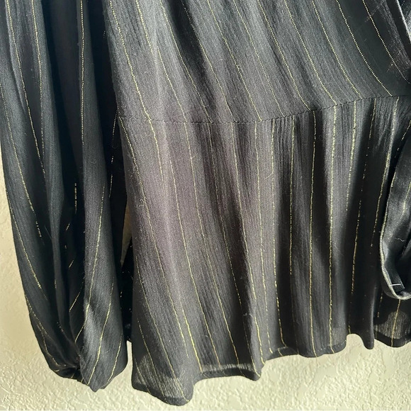 Francesca’s Karlena Stripe Faux Wrap Blouse - Picture 6 of 9